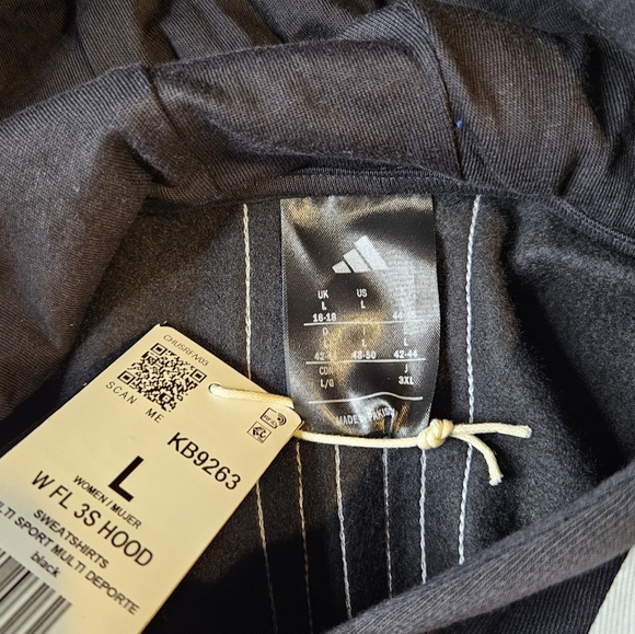 Adidas Women's Fleece 3Stripe Hoodie Large NWT - Picture 5 of 7